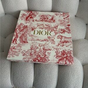 Dior Toile Pattern Gift Box in Red and White with Gold Logo
